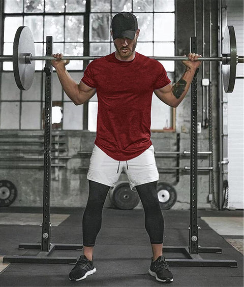 Men Muscle Workout T Shirt Gym Bodybuilding Active Short Sleeve Tee Top