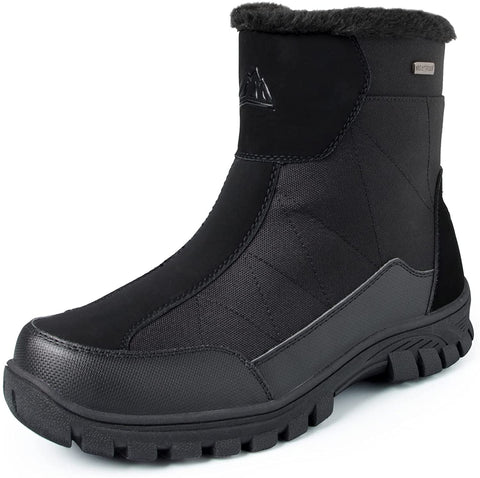 mysoft Mens Insulated Winter Snow Boots Waterproof Fur Lined Short Hiking Boot Warm Outdoor Shoes Anti-slip Lightweight Ankle Boot