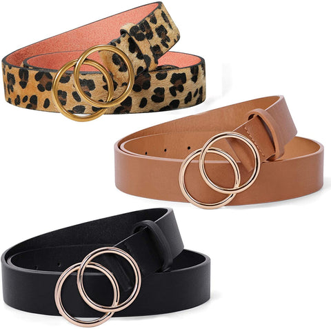 3 Pack Double Ring Belt for Women