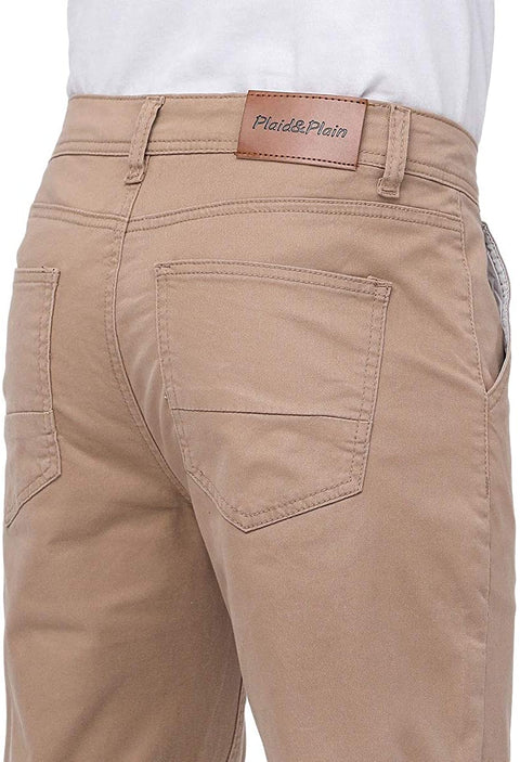 Plaid&Plain Men’s Skinny Khaki Pants Skinny Fit Chinos
