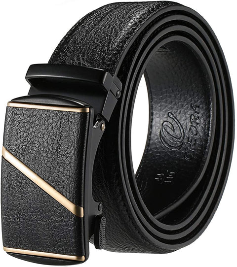 CIEORA Men's Dress Belt Genuine Leather Ratchet with Automatic Buckle,Trim to Fit
