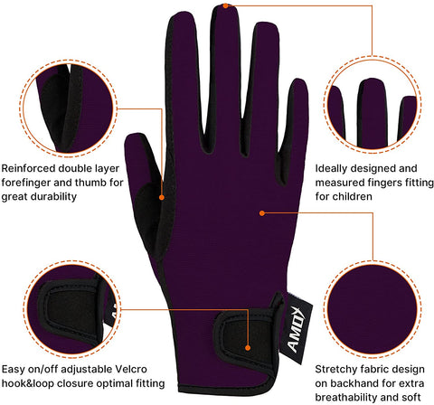 Kids Horse Riding Gloves Breathable Sport Mitts
