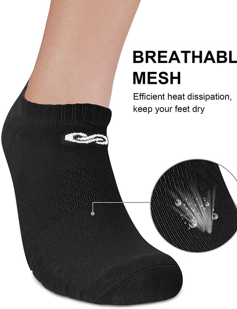 PAPLUS Womens and Mens No Show Socks (6 Pairs), Cushioned Running Athletic Low Cut Socks No Slip