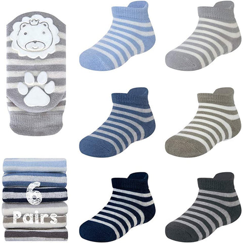Ozaiic Baby Non Slip Grip Ankle Socks with Cushion for Newborn Toddler Boy Girl