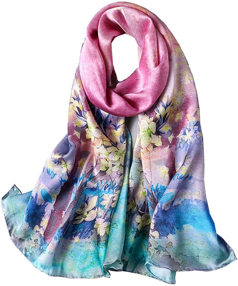 100% Mulberry Silk Long Scarf for Women