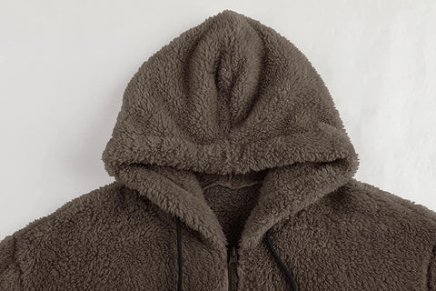 Mens Pullover Hoodie Fluffy Full Zip Sherpa Fleece Sweatshirts Fashion Casual Hooded Winter Warm Outwear with Pockets
