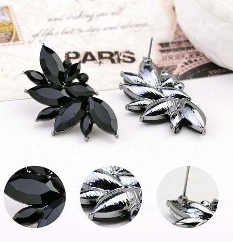Cluster Crystal Teardrop Flower Design Stud Earrings Fine Jewelry for Women Valentines Day Gifts for Her