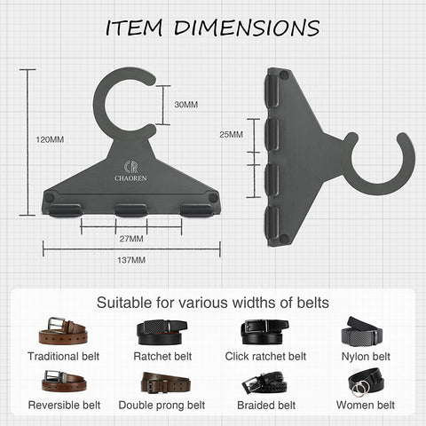 Leather Ratchet Belt and Belt Hanger with Clip - CHAOREN Bundle Set for Men