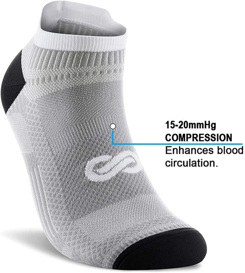 PAPLUS Ankle Compression Sock for Men and Women 2/4/6 Pairs, Low Cut Compression Running Sock with Ankle Support