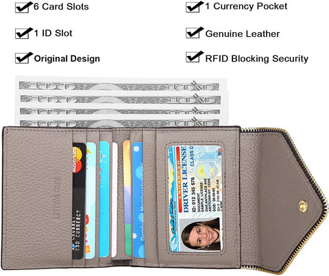 Lavemi RFID Blocking Small Compact Leather Wallets Credit Card Holder Case for Women