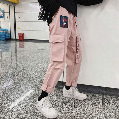 Men's Hiphop Punk Drawstring Elastic Waist Harem Outdoor Ankle Jogger Pants