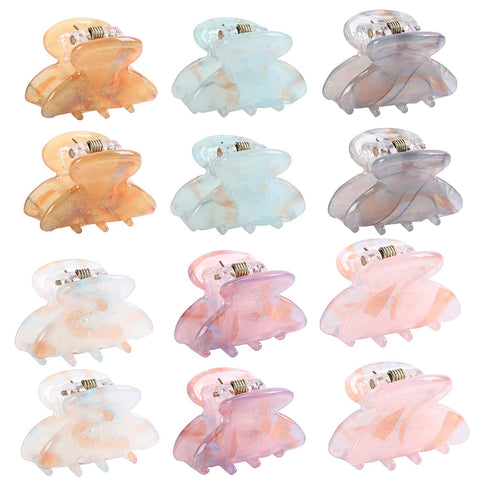 Claw Hair Clips No-slip Grip - 12PCS Mini Size Jaw Hair Clips for Women Girls Thick Hair Claw Clips Clamps Hair Barrette Jaw Clamp (Sequins)