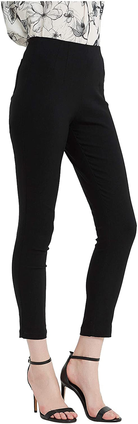 Womens Elastic Waist Pull on Slim Pants Capris Mid Rise