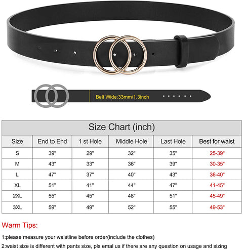 3 Pack Double Ring Belt for Women