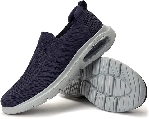 konhill Men's Slip-on Loafers Mesh Walking Shoes Breathable Knit Air Cushion Sneakers
