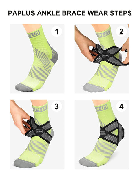 PAPLUS Ankle Brace for Women & Men with Arch and Ankle Support, Achilles Tendonitis Brace for Plantar Fasciitis and Heel Pain, X-Large(1 Pair)