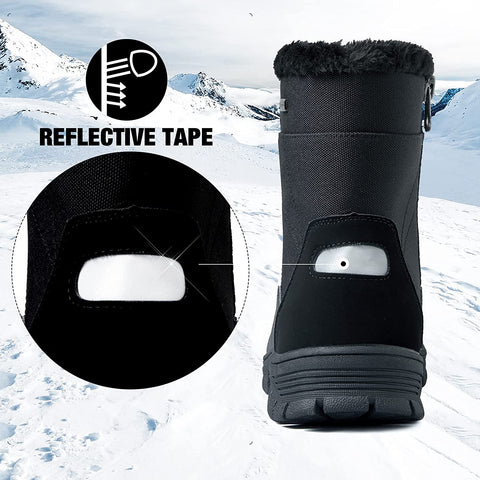 mysoft Mens Insulated Winter Snow Boots Waterproof Fur Lined Short Hiking Boot Warm Outdoor Shoes Anti-slip Lightweight Ankle Boot
