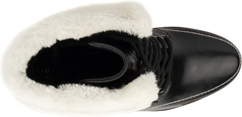 Torgeis Women’s Pearl Fashion Faux Leather Textile, Lace-Up Ankle Chunky Boots, Round Toe, Rubber Outsole