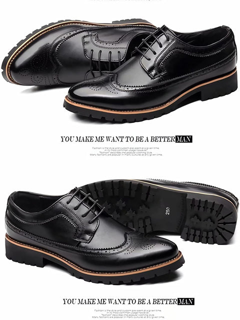 QZHIHE Men's Classic Modern Oxford Wingtip Lace Dress Shoes