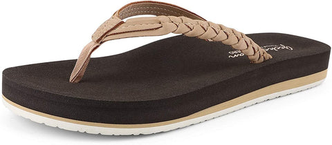 Flip Flops for Women with Arch Support, Yoga Mat Beach Sandals for Women,Dressy Beach Flip Flops with Rubber Sole and Leather Straps
