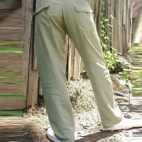 Men's Linen Casual Drawstrintg Elastic Waist Pants