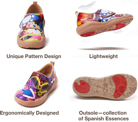 UIN Little Kid Sneaker Little Hedgehog Painted Microfiber Leather Girls Boy's Casual Fashional Shoes