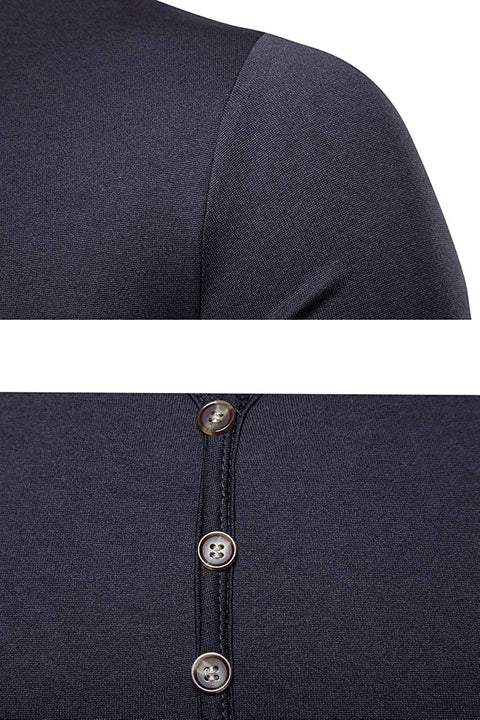 Men's Fashion V Neck Henley Shirt Winter Warm Fleece Lined Long Sleeve T-Shirt