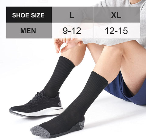 CS CELERSPORT 6 Pack Men's Cushioned Crew Socks Athletic Work Boot Socks