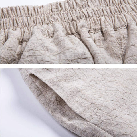 Men's Cotton Linen Elastic Waistband Baggy Pants