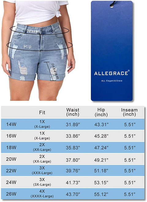 Plus Size Denim Shorts Women High Waisted Stretch Summer Jean Shorts