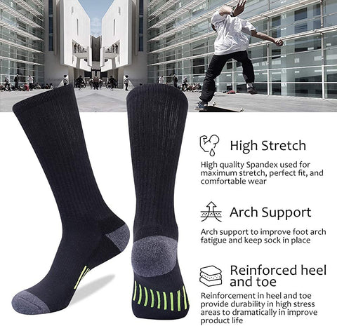 Mens Athletic Crew Socks for Men Cushion Casual Sports Workout Sock 6 Pack
