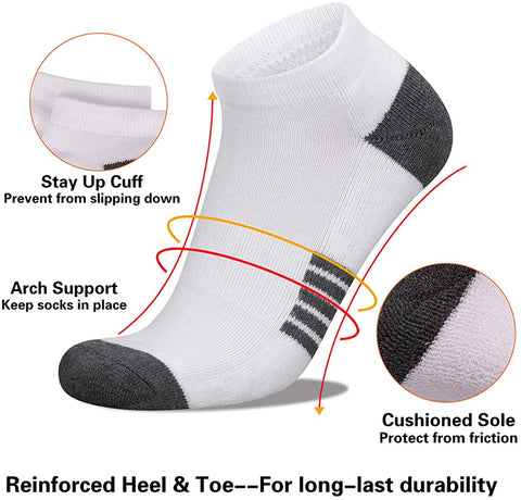 10 Pack Low Cut Athletic Cushioned Casual Socks