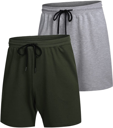 Mens 2 Pack Gym Workout Shorts Running Bodybuilding Training Drawstring Shorts