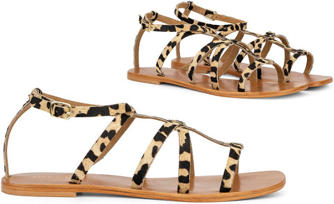 Torgeis Women's Syrene Gladiator Slingback Ankle Strap Flats Sandals, Round Open Toe, Rubber Outsole
