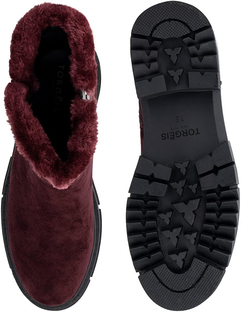 Torgeis Women’s Courtney Fashion Micro Suede Textile, Slip-On Zipper Ankle Chunky Boots, Round-Toe, Thermoplastic Rubber Outsole
