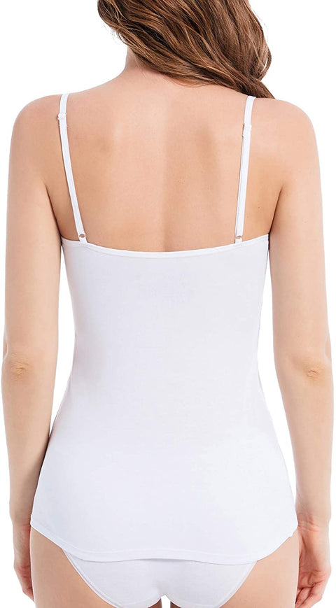 Women's 4-Pack Slim-Fit Camisoles Cotton Adjustable Spaghetti Strap Top Underwear