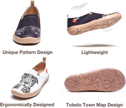 UIN Men's Loafers Lightweight Sneakers Walking Casual Slip ons Art Painted Travel Shoes Bulldog