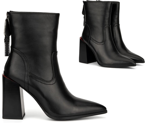 Torgeis Women’s Bella Fashion Supple faux leather,Zipper Ankle Boots, stacked heel pointed-Toe, Rubber Outsole