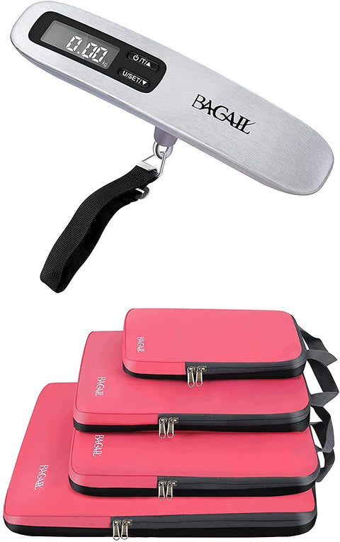 Bagail 4 Set Compression Packing Cubes+Digital Luggage Scale