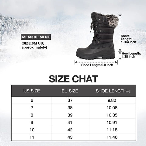 mysoft Women's Snow Boots Warm Insulated Faux Fur Lined Waterproof Mid-Calf Winter Boots