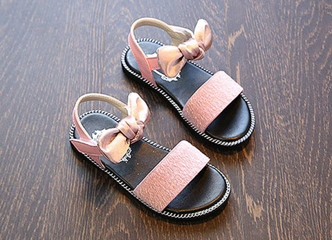 UNI Angel Summer Girls Open Toe Flats Bow Strap Sandals(Toddler/Little Kid/Big Kid)