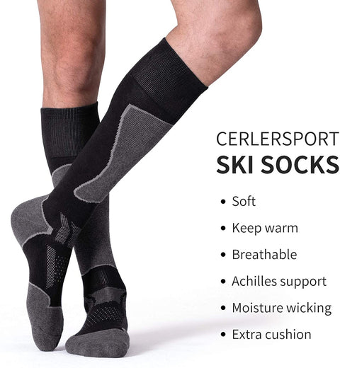 CelerSport 2/3 Pack Men's Ski Socks for Skiing, Snowboarding, Cold Weather, Winter Performance Socks