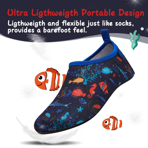 mysoft Kids Water Shoes Quick Dry Non-Slip Toddler Water Skin Barefoot Sports Swimming Beach Pool Shoes for Boys & Girls