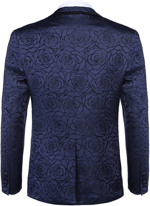 Men's Floral Suit Jacket Embroidered Wedding Blazer Party Dinner Tuxedo