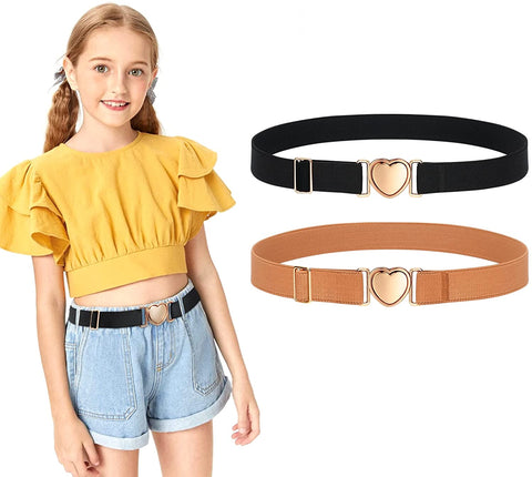 2 Pack Kids Elastic Stretch Belts Girls Belts