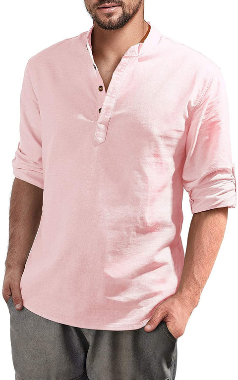 Mens Long Sleeve Henley Shirt