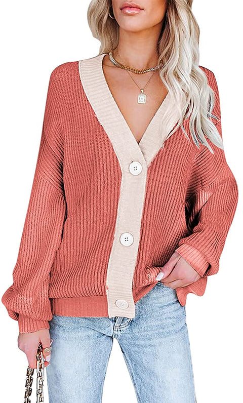 Women Button Cardigan Sweater Long Sleeve Chunky Oversized Fall Tunic Sweaters