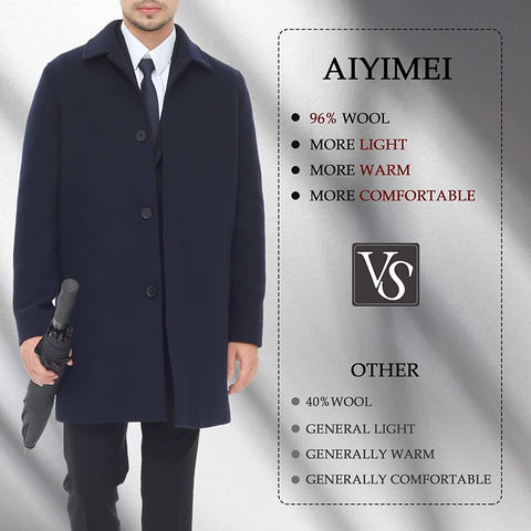 Men's Mid Long Classic Collar Wool Overcoat