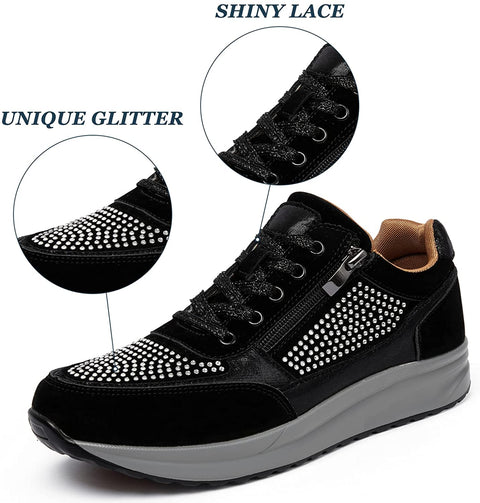 Women Walking Shoes Comfort Side Zipper Tennis Shoes