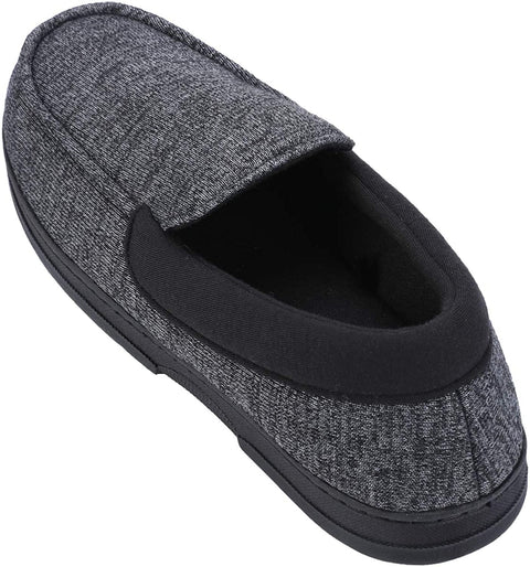 mysoft Men's House Slippers Memory Foam Classic Moccasin Slip on Shoes Anti-Slip Sole Indoor Outdoor